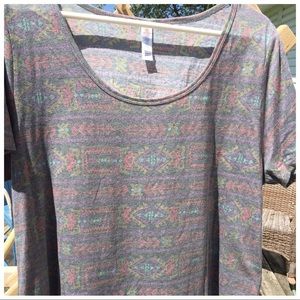 NWT Lularoe 2XL Classic Tee purple and gray Aztec